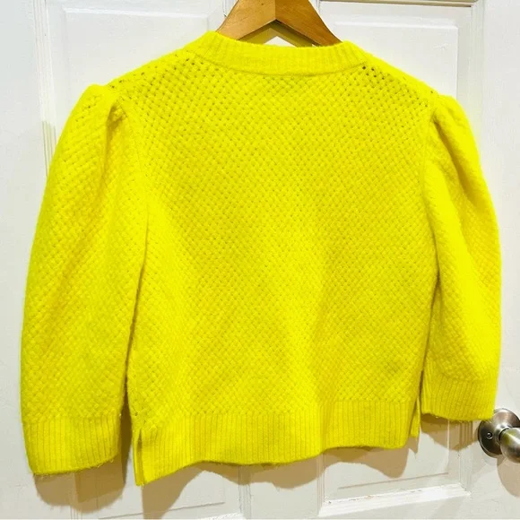 ZARA Bright Yellow Crop Cardigan Neon Retro Feminine Romantic Y2K 90s Size S - Picture 4 of 7